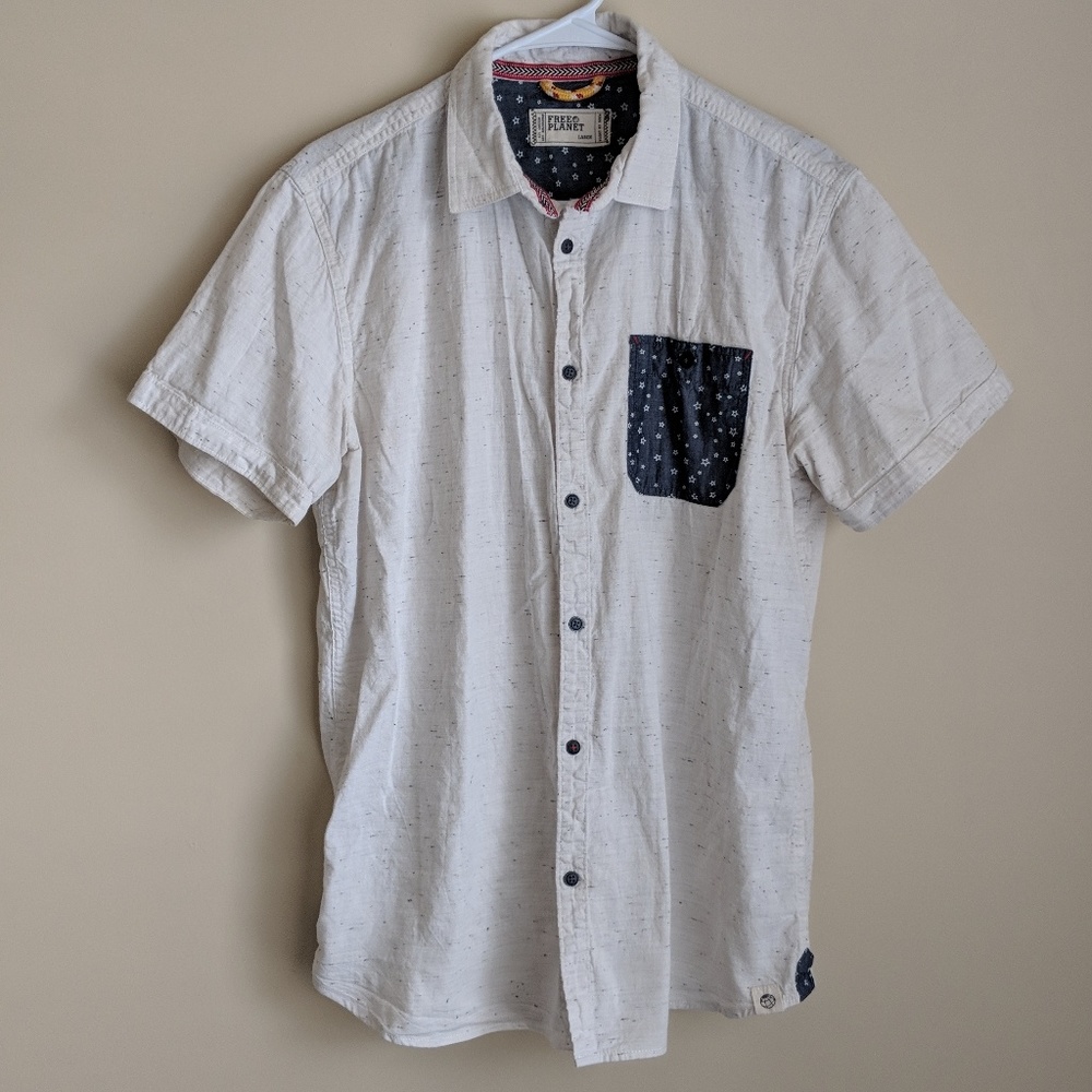 Free Planet | Mens Star Pocket Button Down Shirt